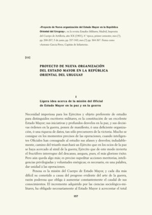 Proyecto de Nueva organización del Estado Mayor en la República  Oriental del Uruguay