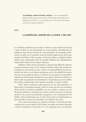 La Enseñanza, sostén de la Patria y del Rey