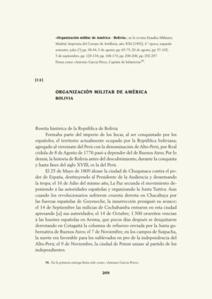 Organización militar de América - Bolivia