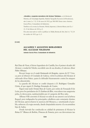 Alcaides y augustos moradores del Alcázar Toledano
