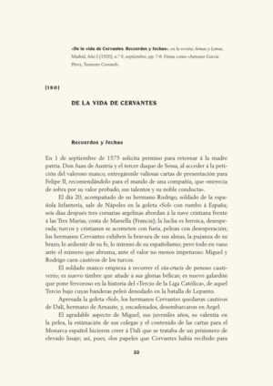 De la vida de Cervantes. Recuerdos y fechas