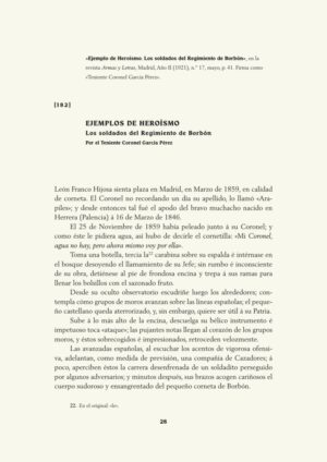 Ejemplo de Heroísmo. Los soldados del Regimiento de Borbón