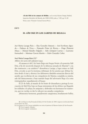 El año 1921 en los campos de Melilla