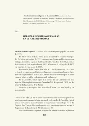 Heroicos infantes que figuran en el  Anuario Militar