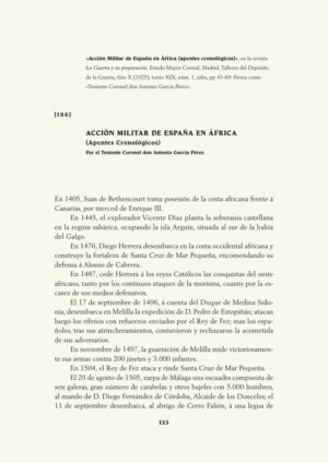 Acción Militar de España en África (apuntes cronológicos)