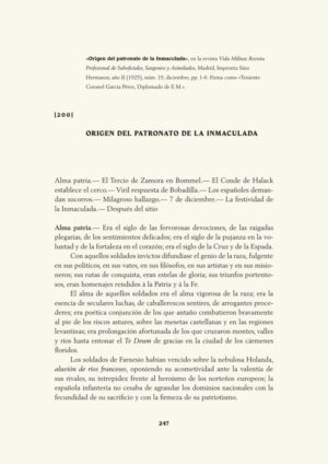 Origen del patronato de la Inmaculada