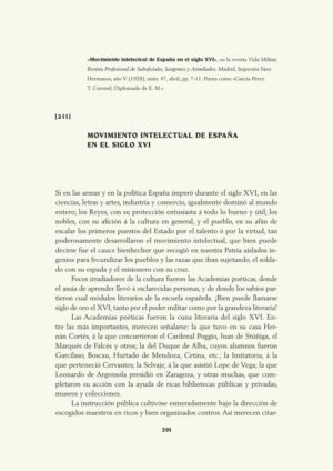 Movimiento intelectual de España en el siglo XVI