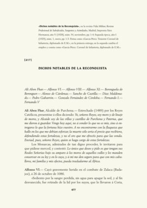 Dichos notables de la Reconquista