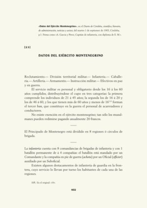 Datos del Ejército Montenegrino