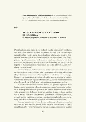 Ante la Bandera de la Academia de Infantería