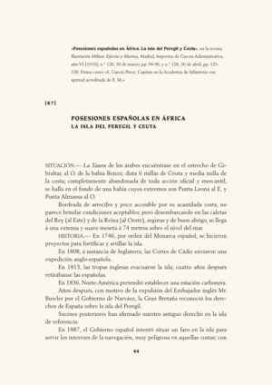 Posesiones españolas en África. La isla del Peregil y Ceuta