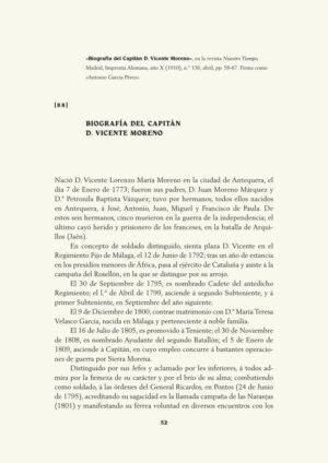 Biografía del Capitán D. Vicente Moreno
